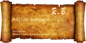 Rádi Barbara névjegykártya